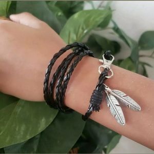 Fathers Day Gift Leather Boho Bracelet Braided